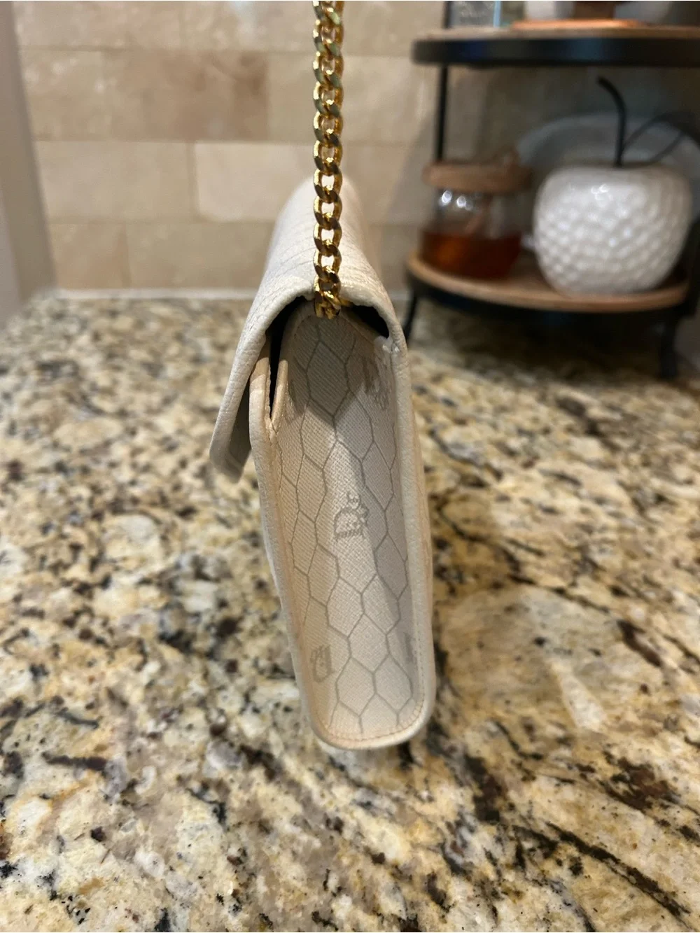 Dior 1990-2000's Honeycomb Shoulder Bag In White with coa
